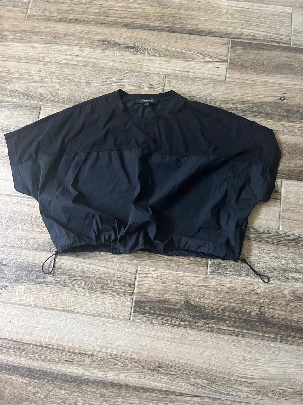 Marc New York Black Cropped Drawstring Hem Top
